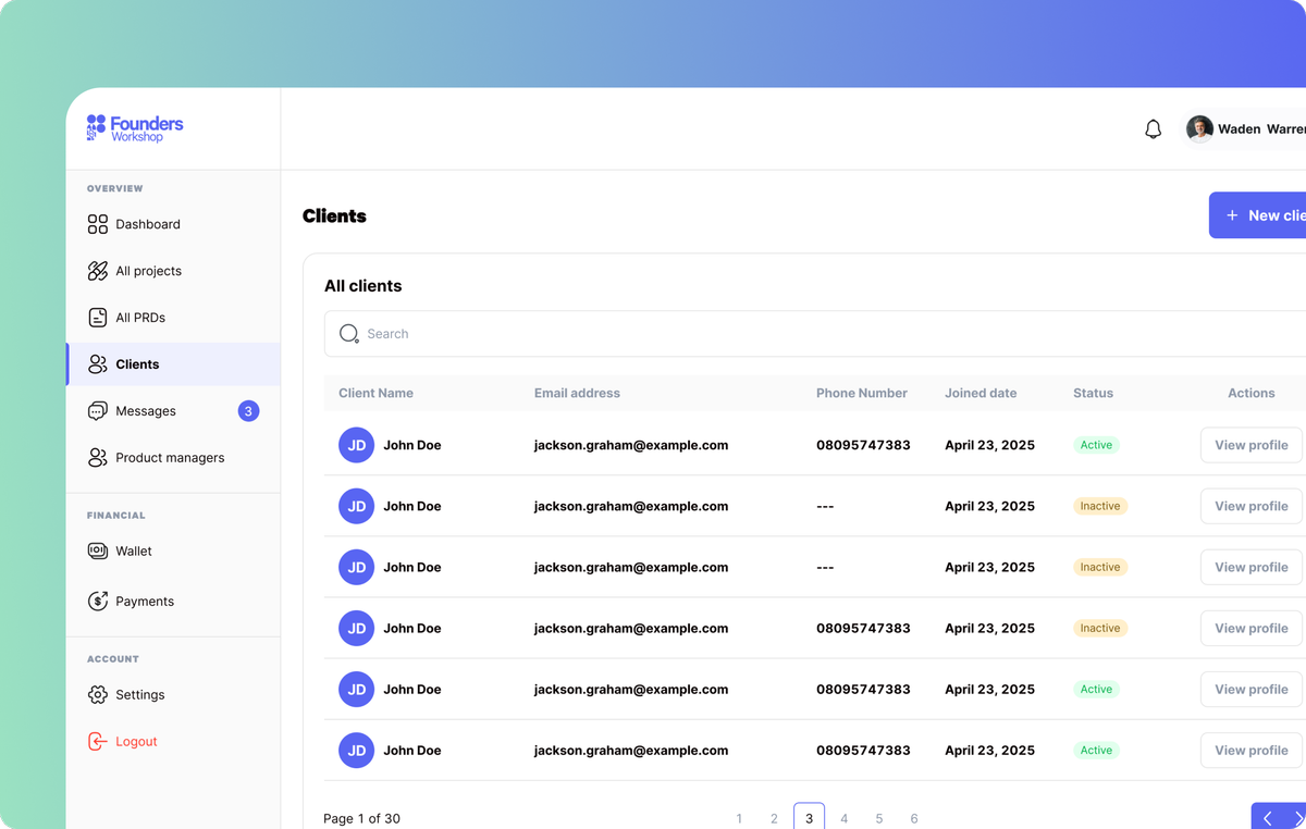 Multi-Client Management Dashboard